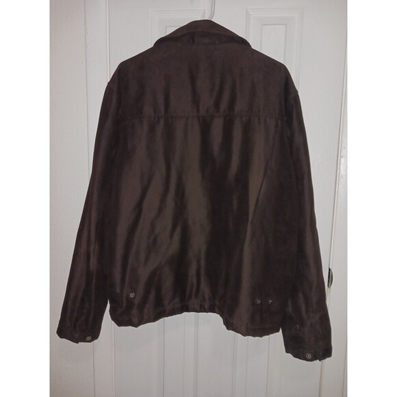 London Fog Men's Brown suede like jacket Quilt Lined Zipper Works Size‎ Large - Picture 10 of 15